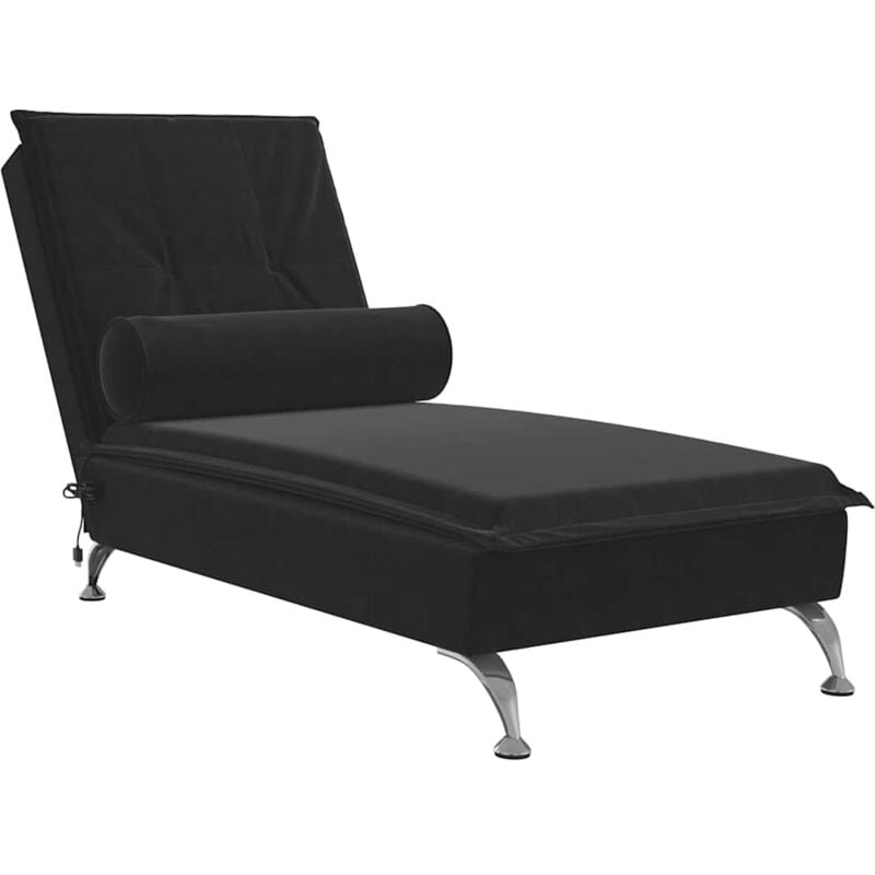 Méridienne chaise longue pour intérieur fonction de vibration avec traversin en velours noir DEC026157