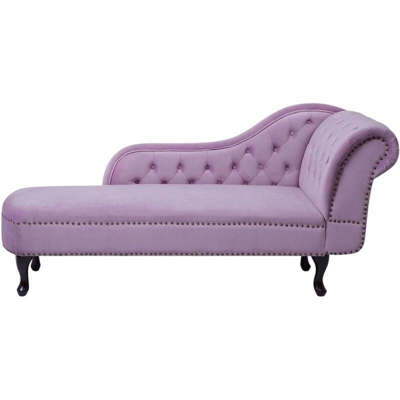 Beliani - Chaise Longue Côté Droit Méridienne Glamour en Velours Violet Clair Nimes