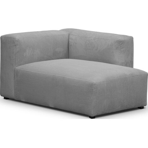 Méridienne d'angle à droite modulable en velours côtelé gris clair - Modulo