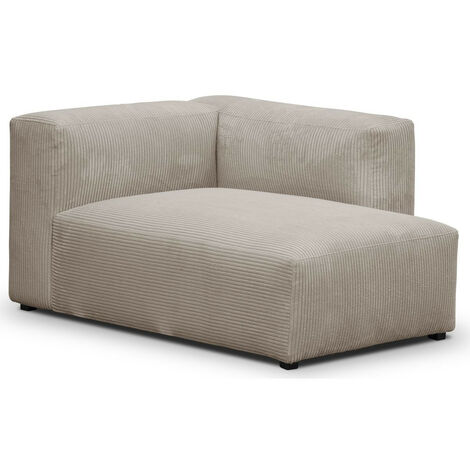 Méridienne d'angle à droite modulable en velours côtelé taupe - Modulo