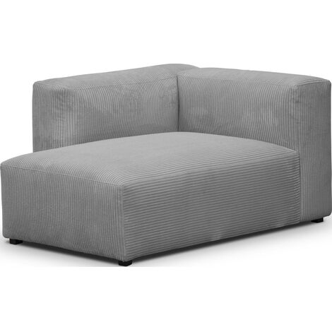 Méridienne d'angle à gauche modulable en velours côtelé gris clair - Modulo
