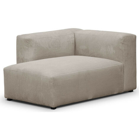 Méridienne d'angle à gauche modulable en velours côtelé taupe - Modulo