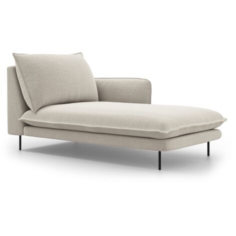 Méridienne droite en tissu structurel beige clair