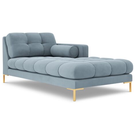 Méridienne droite en velours bleu clair