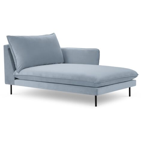 Méridienne droite en velours bleu clair