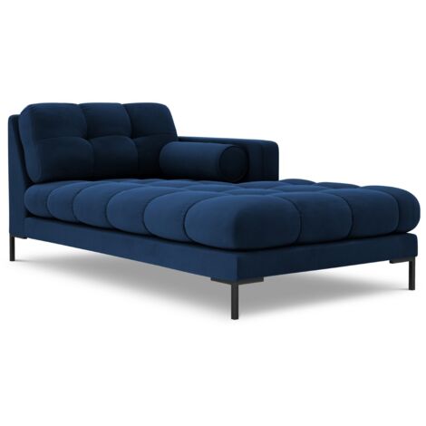 Méridienne droite en velours bleu roi