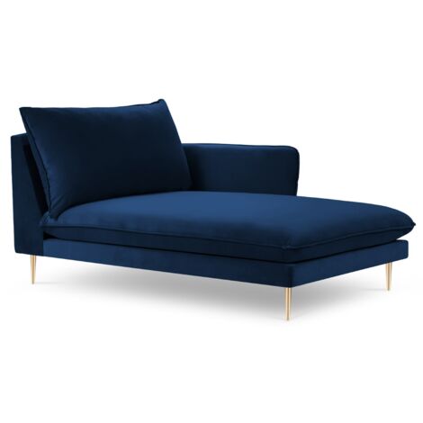Méridienne droite en velours bleu roi