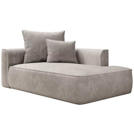 Méridienne droite en velours côtelé beige PINETA