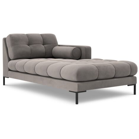Méridienne droite en velours gris clair