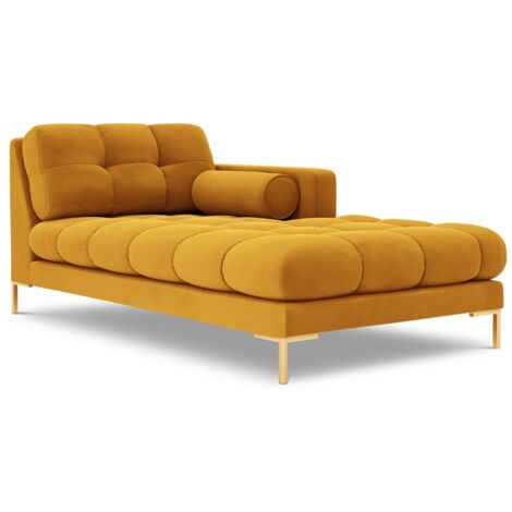 Méridienne droite en velours jaune