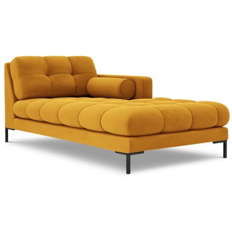 Méridienne droite en velours jaune