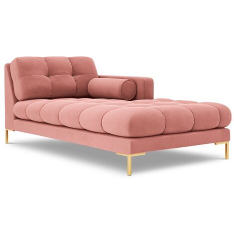 Méridienne droite en velours rose