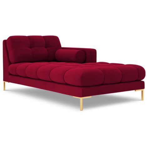 Méridienne droite en velours rouge