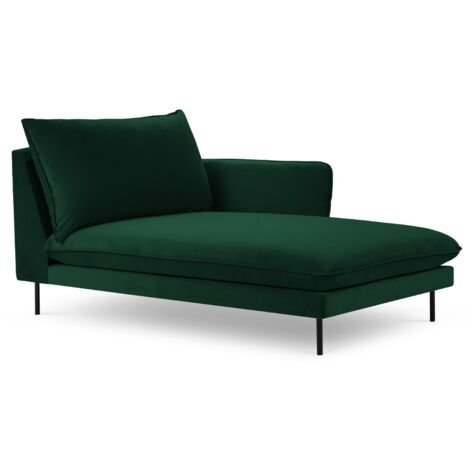 Méridienne droite en velours vert bouteille