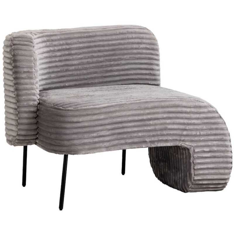 Méridienne en velours côtelé blanc Soléa