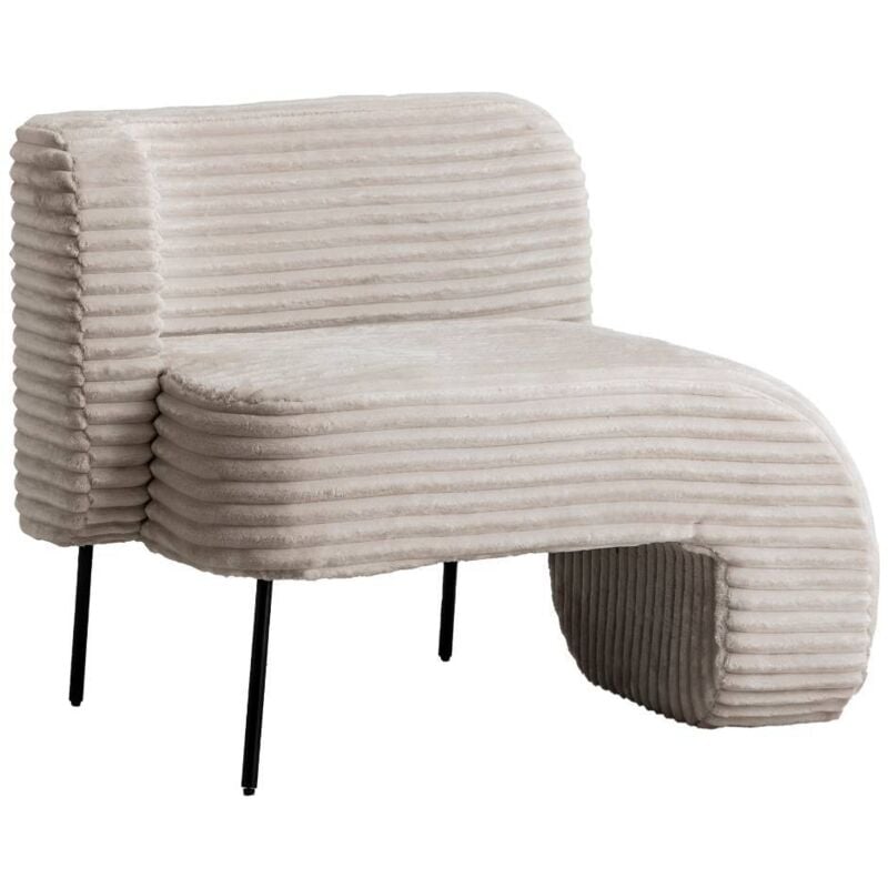 Méridienne en velours côtelé gris Soléa