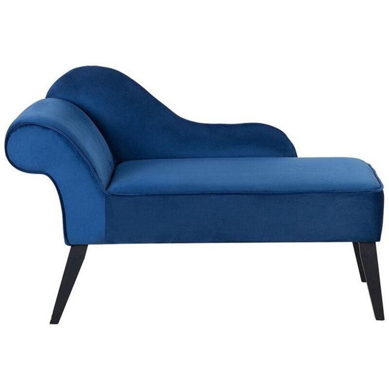 Chaise Longue Mini Côté Gauche en Velours Bleu au Design Glamour et Rétro Confortable et Élégante Beliani