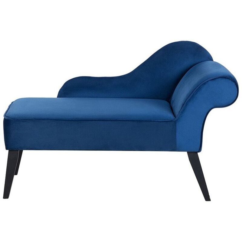 Chaise Longue Mini Côté Droit en Velours Bleu au Design Glamour et Rétro Confortable et Élégante Beliani