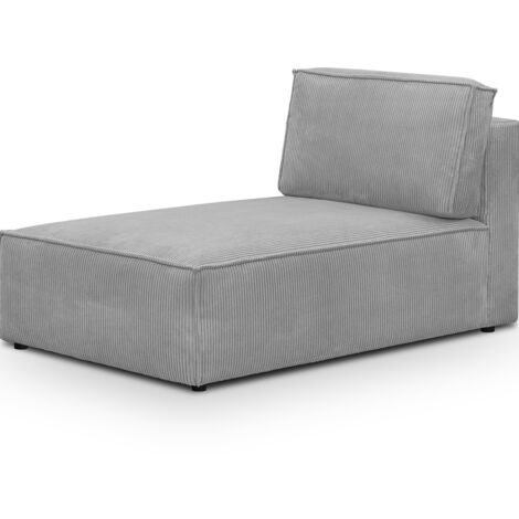 Méridienne modulable en velours côtelé gris clair - Harper Mod