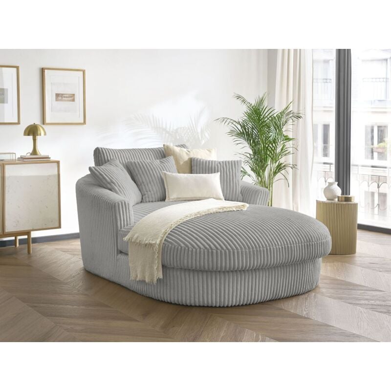 Méridienne belem gros côtelé doux Gris clair - Bobochic