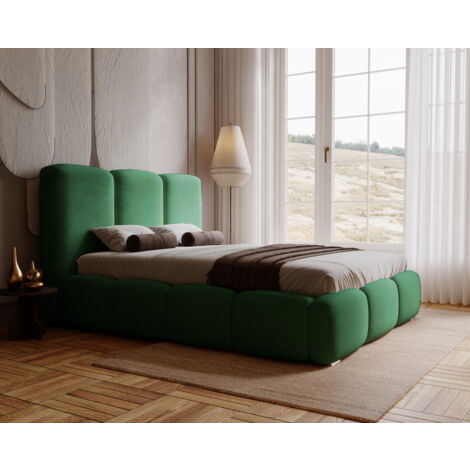 Merkad Lit coffre 180x200 cm, Lit adulte avec rangement - Vert (Magic Velvet 2225)