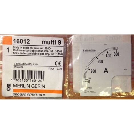 Merlin Gerin 16012 - Esfera empotrable para amperímetro 16004 - 1,3In - 0-520A