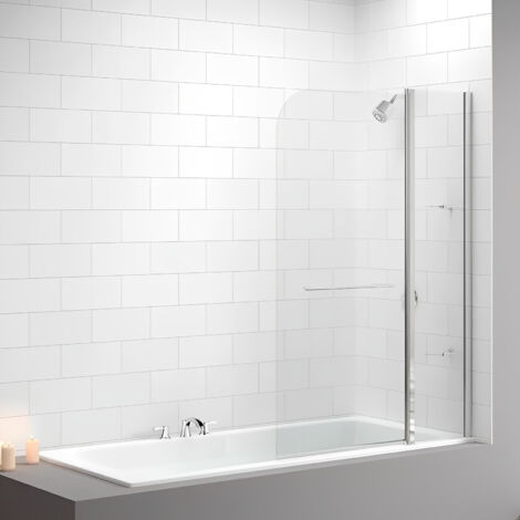 Merlyn 2-Panel Curved Bath Screen, 1500mm High x 1150mm Wide, Clear Glass
