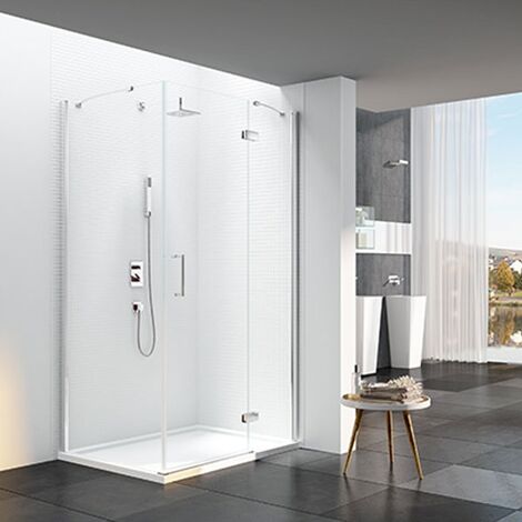 main image of "Merlyn 6 Series Frameless Inline Hinged Shower Door with Mstone Tray 900mm Plus Wide - 6mm Glass"