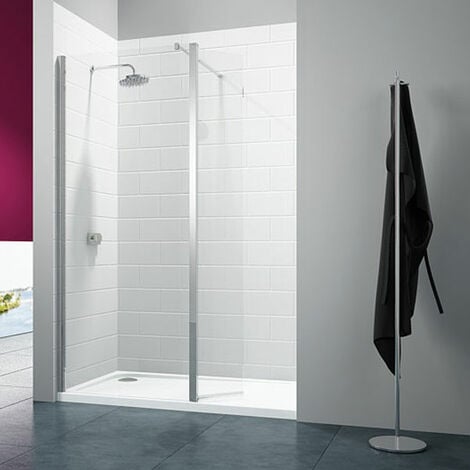 Merlyn 8 Series Wet Room Panel with Swivel Return, 700mm Wide, Clear Glass