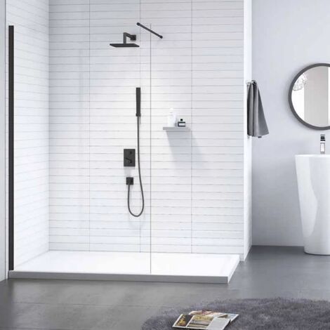 Merlyn Black Wet Room Glass Panel 800mm Wide - 8mm Glass