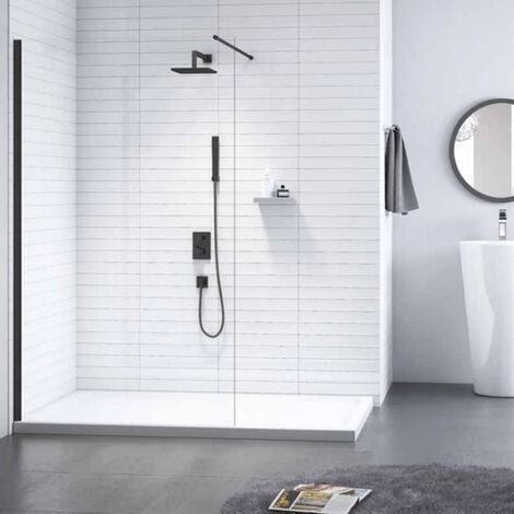 Merlyn Black Wet Room Glass Panel 900mm Wide - 8mm Glass