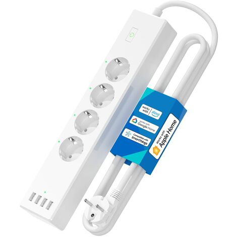 meross Ciabatta con HomeKit smart alexa - Multipresa wifi Intelligente con 4 Schuko 4 Porte USB Funzione timer protezione da sovraccarico Compatibile con Apple HomeKit, Smartthings, Google Assistant