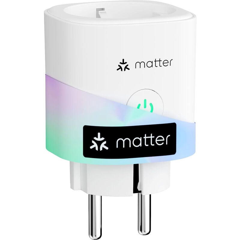 Meross - matter prise connectée (type f), 16A prise wifi compatible avec apple home, alexa et google home, prise avec mesure de co