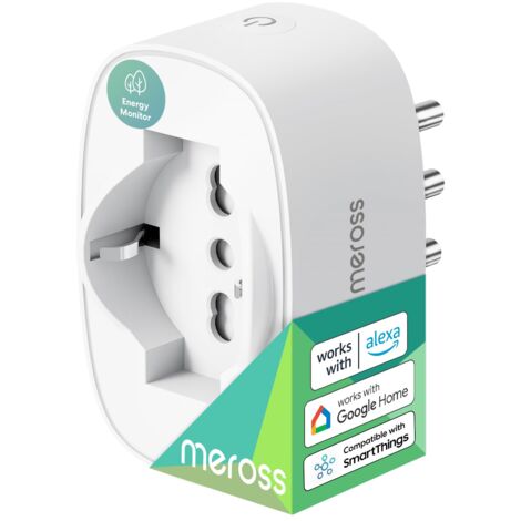 Meross Presa Smart Italiana, Presa WiFi con Monitoraggio Consumi, Presa Intelligente 16A, Funzione Timer, Compatibile con Alexa, Google Home e SmartThings, Controllo Vocale e Remoto, 3840W, 1 Pezzo