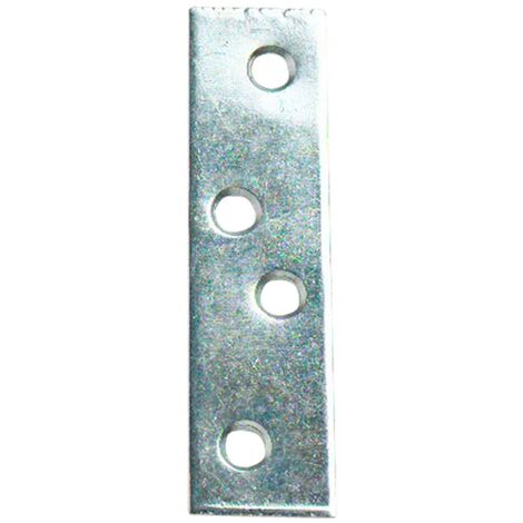 Merriway BH01141 Piastra Dritta per Riparazione in Metallo Zincato, Bianco, 100 mm, Set di 10 Pezzi