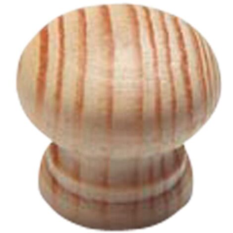 Merriway BH03885 Pomello per Ante di Armadi e Credenze in Legno di Pino Pre-Forato, Non Verniciato, Bianco, 60 mm, Set di 10 Pezzi