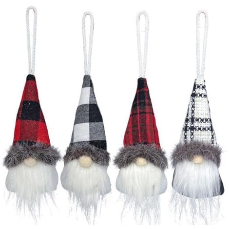 Merry Christmas Decorations for Home Faceless Gnome Doll Xmas Tree Pendants New Year Christmas Ornaments, 4 Pack