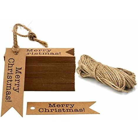 Christmas Gift Tags With String, 50pcs Brown Xmas Kraft Paper Tags Card  With Jute Cotton Twine, Small Merry Christmas Presents Tags Labels For Gift  Wr