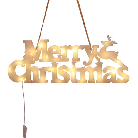 Merry Christmas LED Lights Christmas Tree Wreath Hanging Lights Christmas Home Decorations Party Supplies
