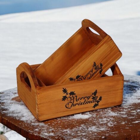 "Merry Christmas" - Wooden Crates (Set of 2)