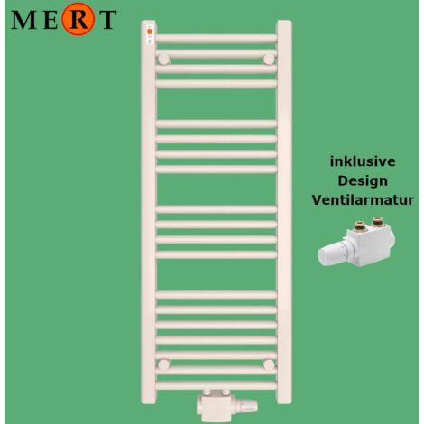 MERT Badheizkörper ROYAL, weiss  gerade, inkl Design Ventilarmatur, 40 x 180cm
