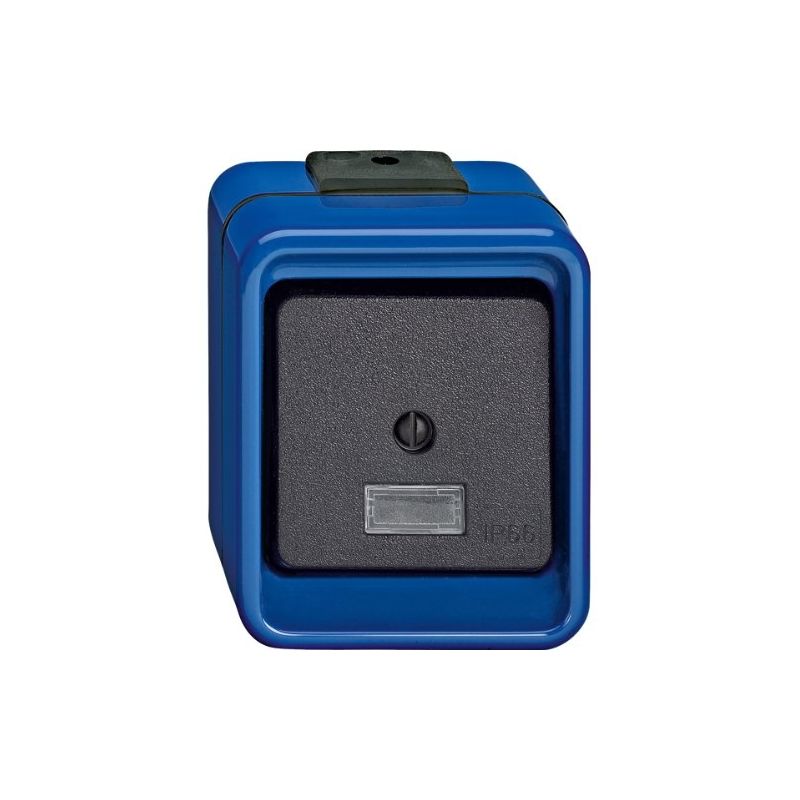 370675 interrupteur à bascule avec bouton poussoir antichoc bleu - Merten