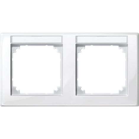 MERTEN 471219 PLAQUES DE FINITION M-SMART, 2 POSTES ÉTIQUETÉS, MONTAGE HORIZONTALE, BLANC BRILLANT