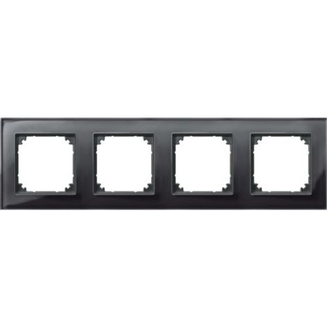 MERTEN 489403 M-PLAN CADRE EN VERRE VÉRITABLE, 4 PIÈCES, NOIR ONYX
