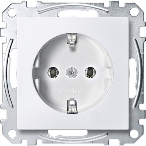 MERTEN MEG2301-0619 PRISES 2P + T STANDARD ALLEMAND,  CONNEXION RAPIDE , BLANC MAT, SYSTEM M