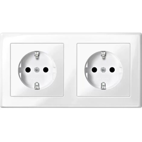MERTEN MEG2328-1419 SCHUKO-Doppel-Steckdose, BRS, Steckklemmen, polarweiß glänzend, M-SMART-'1037717'