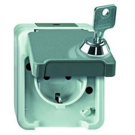 MERTEN MEG2423-8029 SCHUKO-Steckdose, abschl. m. gleichen Schl./Schloss-Nr. 200, lichtgrau, AQUAST-'1037139'