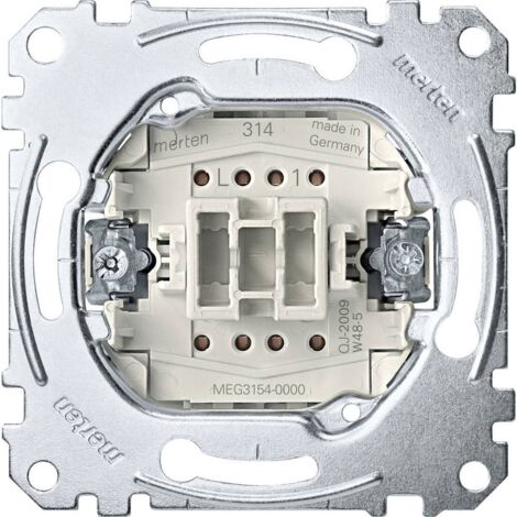MERTEN MEG3154-0000 BOUTON-POUSSOIR UNIPOLAIRE AVEC CONTACT DE SIGNALISATION SÉPARÉ ET BORNES À FICHE 10 A AC 250 V