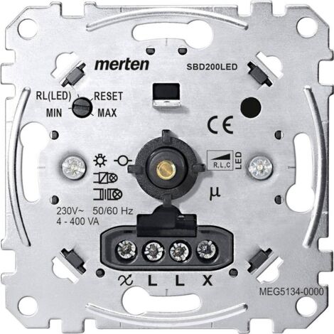 Merten MEG5134-0000 Variateur encastré Adapté pour ampoule: Ampoule électrique, Lampe halogène, Lampe LED aluminium C826641