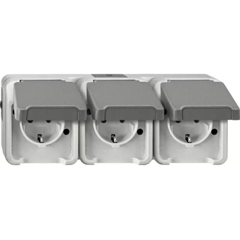 Merten SCHUKO-Dreifach-Steckdose lichtgrau MEG2390-8029